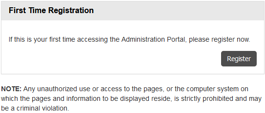 First Time Registration