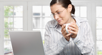 woman using computer